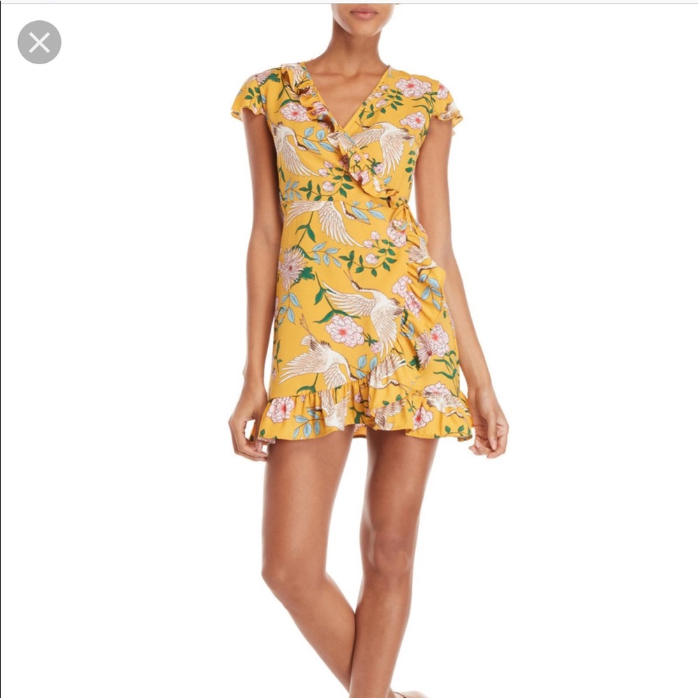 Romeo & Juliet Couture Yellow Floral Wrap Dress